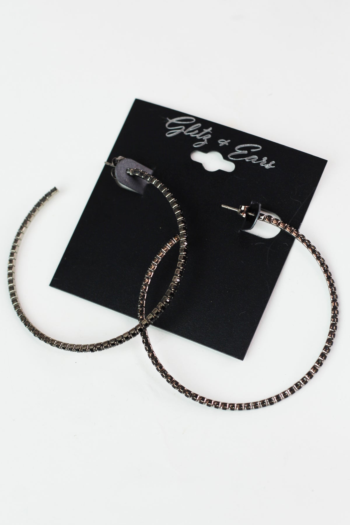 Thin Rhinestone Outside Open Back Large Hoop