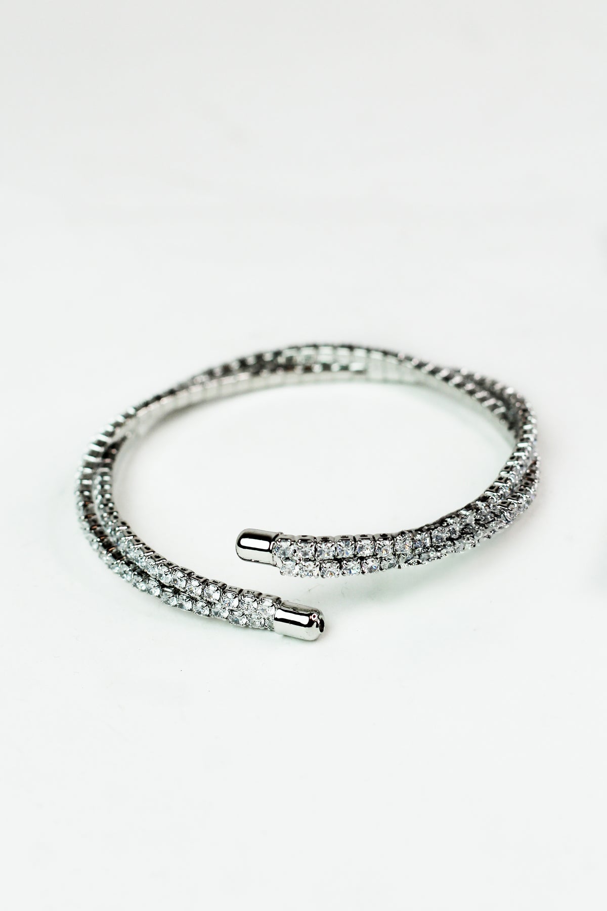 Two Row Rhinestone Thin Twist Bangle