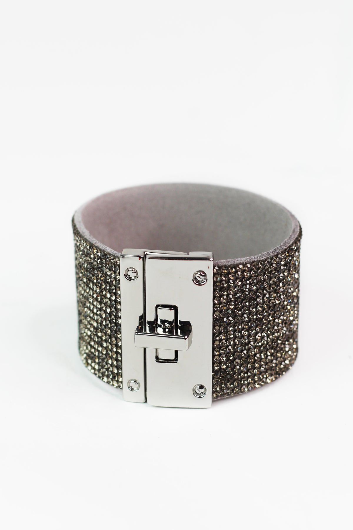 Wide Rhinestone Twist Lock Bracelet