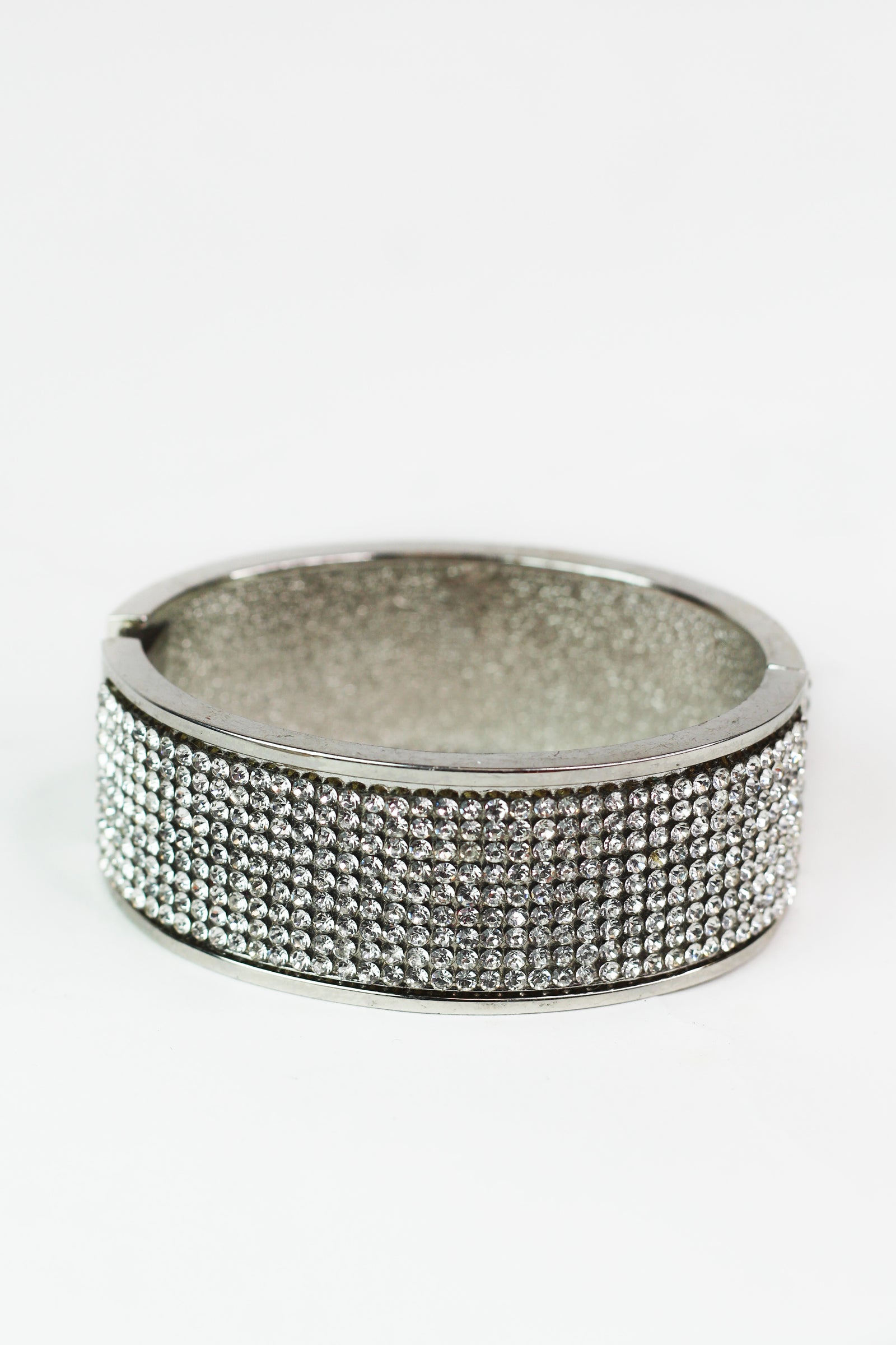 Thick All Rhinestone Metal Trim Bangle
