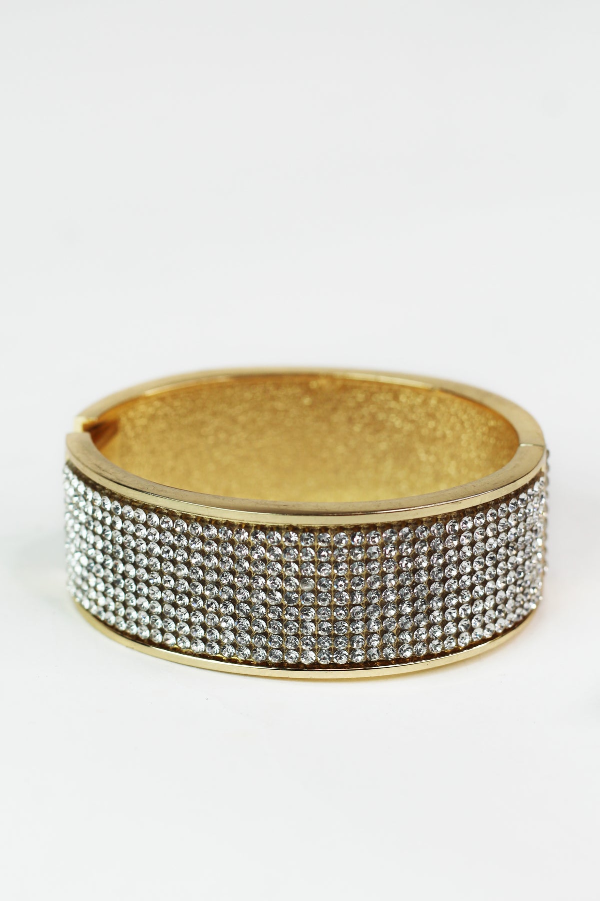 Thick All Rhinestone Metal Trim Bangle