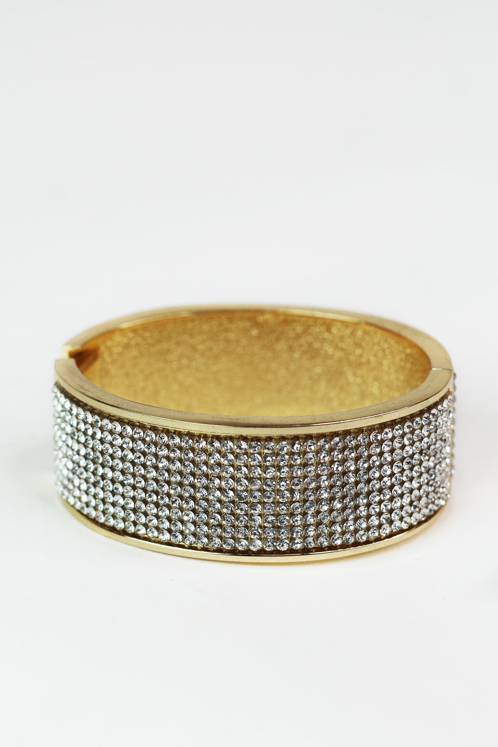 Thick All Rhinestone Metal Trim Bangle