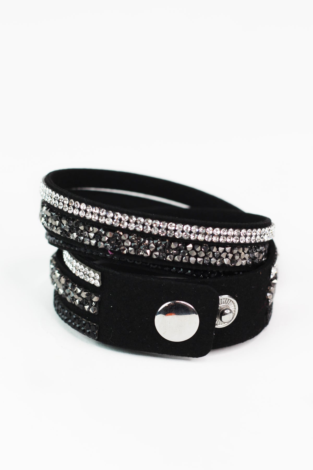 Tri-Tone Crushed Stone & Rhinestone Wrap Bracelet