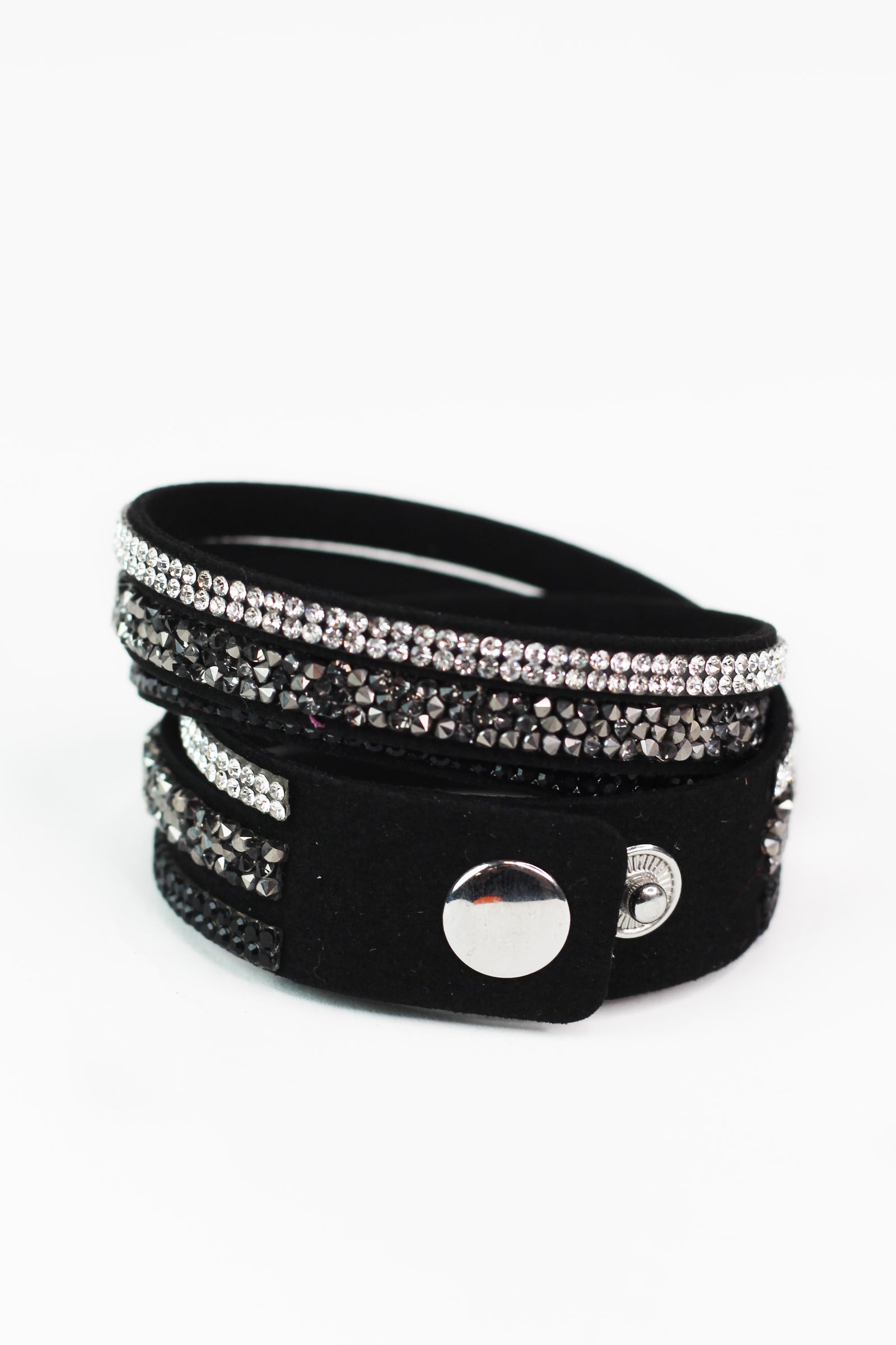 Tri-Tone Crushed Stone & Rhinestone Wrap Bracelet