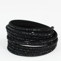 Spaced Five Rhinestone Row Wrap Bracelet