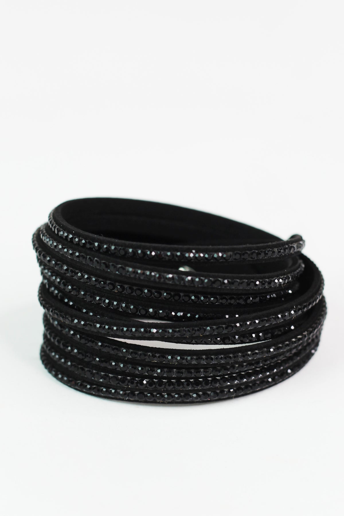 Spaced Five Rhinestone Row Wrap Bracelet