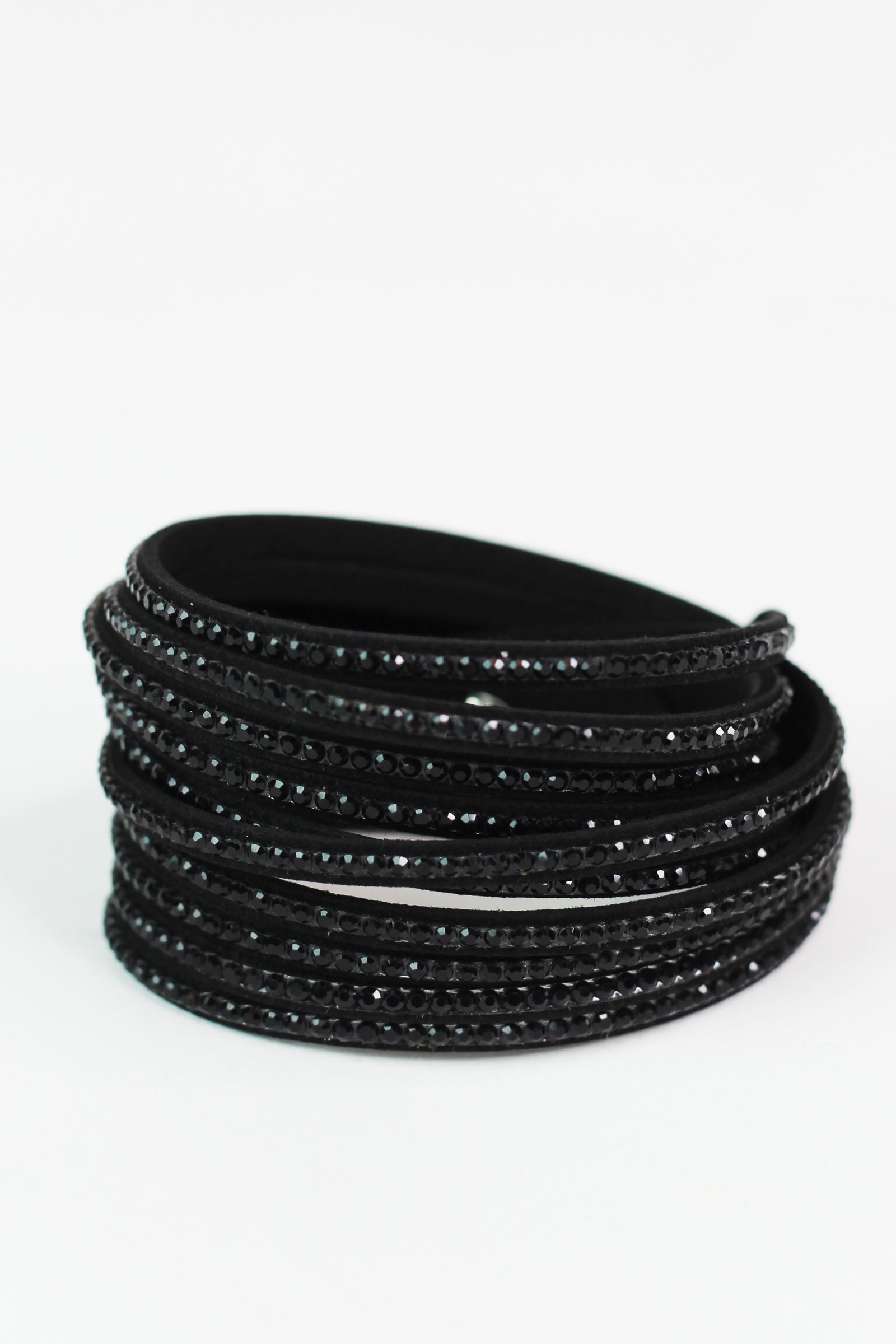 Spaced Five Rhinestone Row Wrap Bracelet