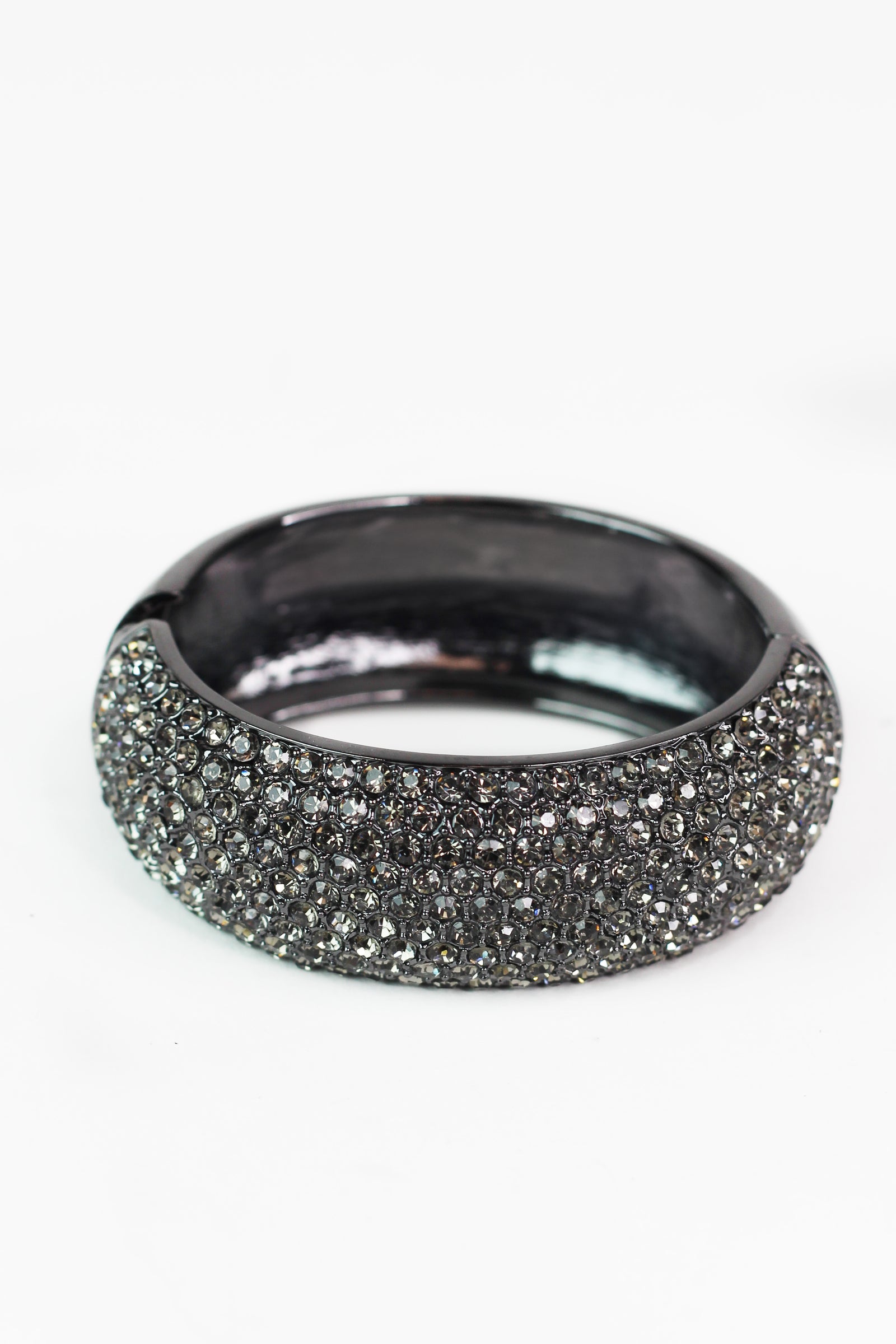 Wide Rhinestone Arch Top Metal Back Bracelet