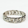 Rhinestone & Metal Alternate Wide Link Bangle