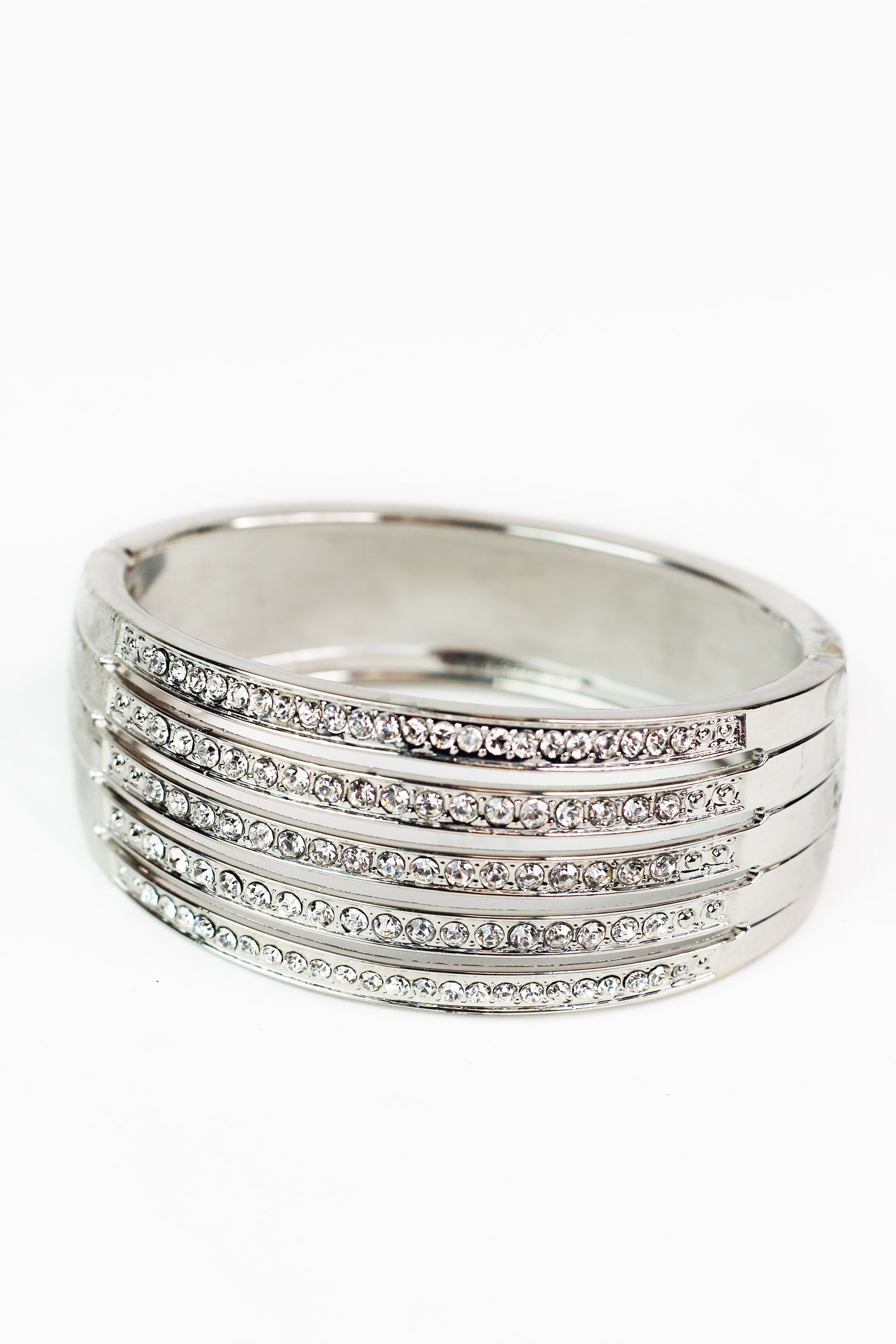 Spaced Five Row Wide Metal Bracelet
