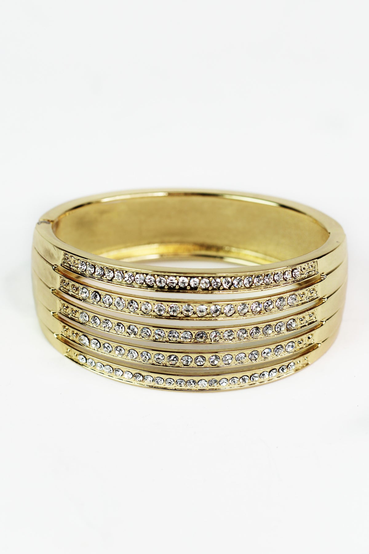 Spaced Five Row Wide Metal Bracelet
