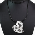 Large Sideway Brush Leopard Heart Necklace
