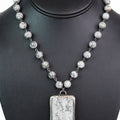 Marble Rectangle Beaded Strand Necklace