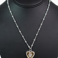 Metal Ball Chain Two Tone Thick Heart Necklace