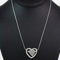 Brush Open Heart Rhinestone Middle Necklace
