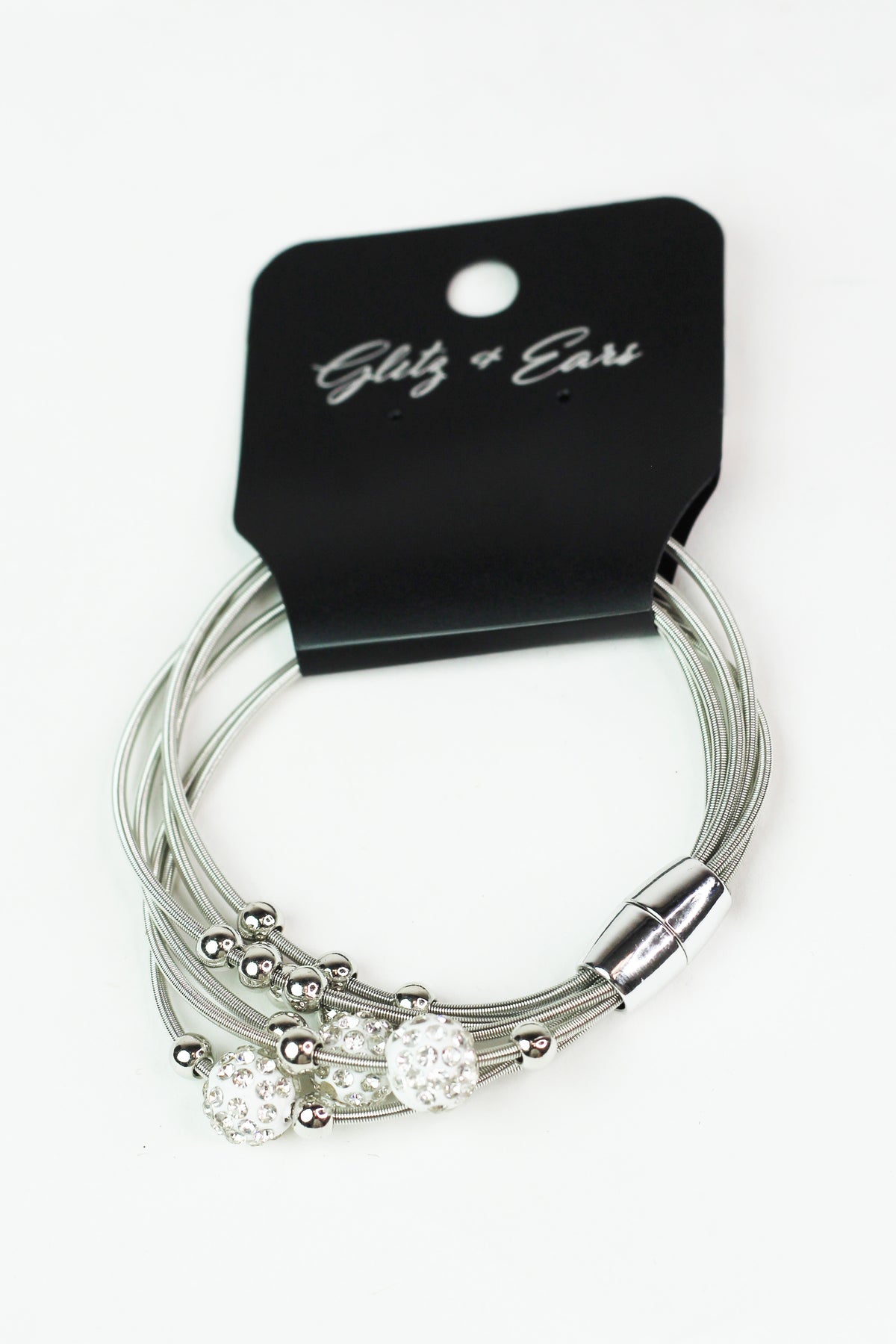 Metal Spring Strands Rhinestone Shamballa Magnetic Bracelet
