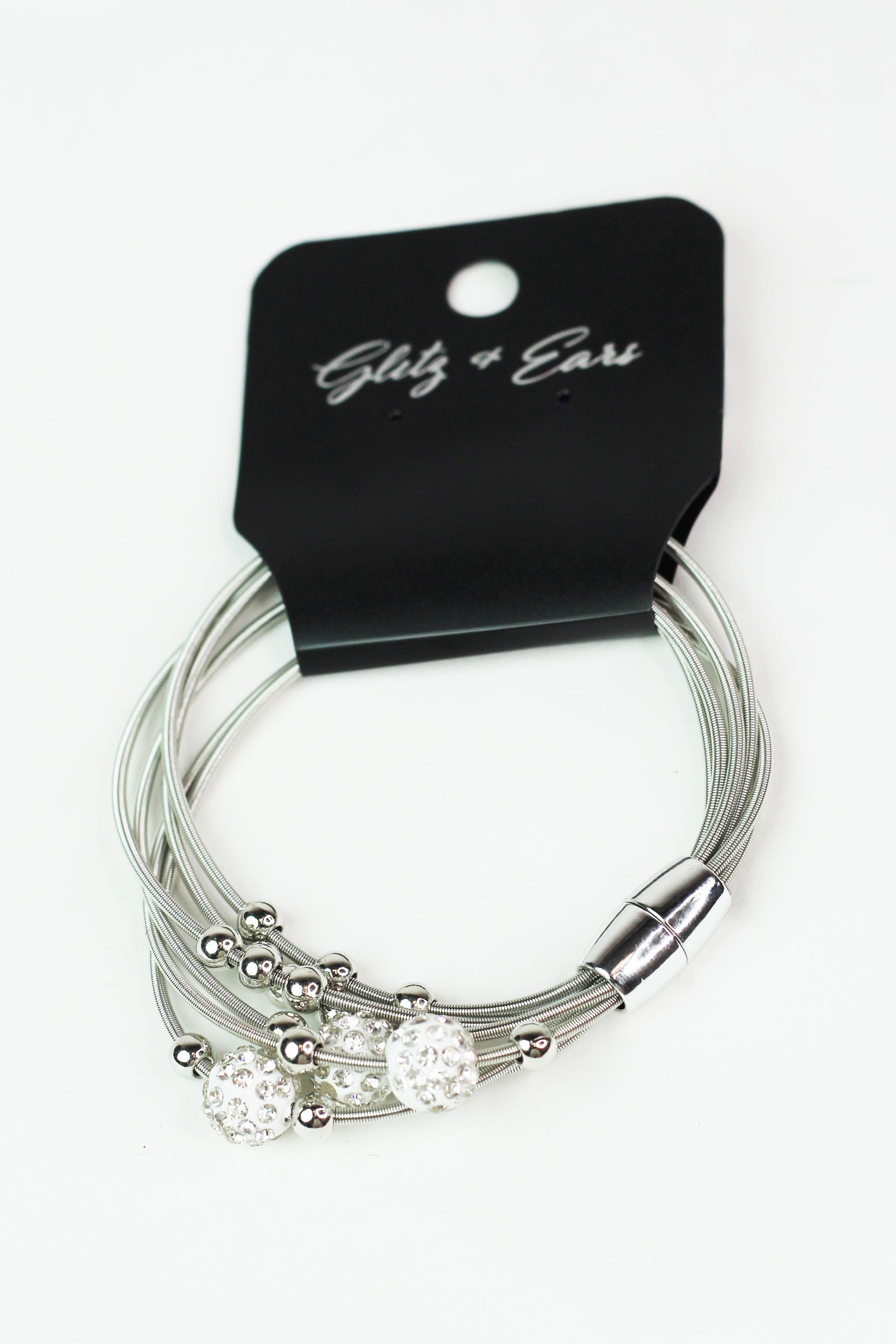 Metal Spring Strands Rhinestone Shamballa Magnetic Bracelet