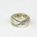 Thick Brush & Rhinestone Row X Ring