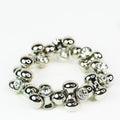 Metal Barrel & Stone End X Design Stretch Bracelet