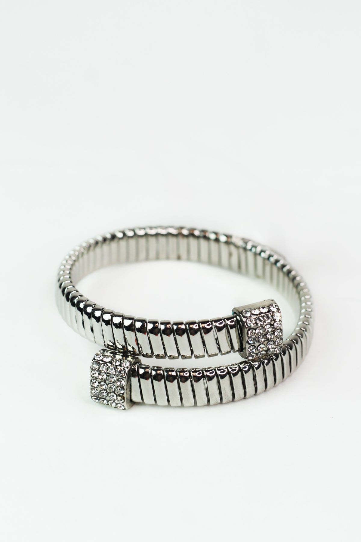 Rectangle Design Bracelet with Rhinestone Ends