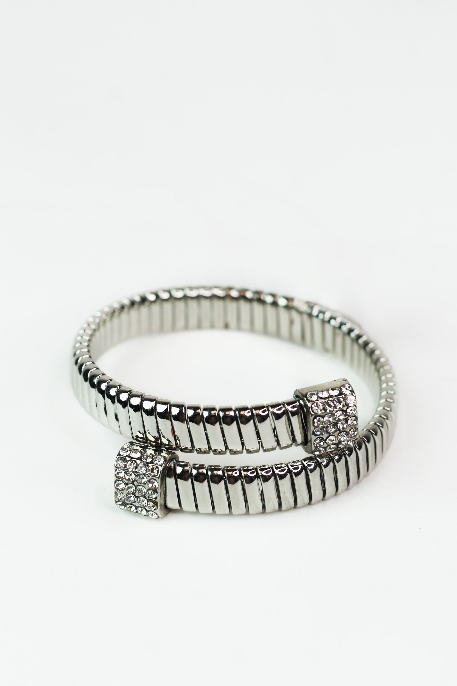 Rectangle Design Bracelet with Rhinestone Ends