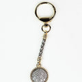 Flat Rhinestone Circle Metal Trim Keychain