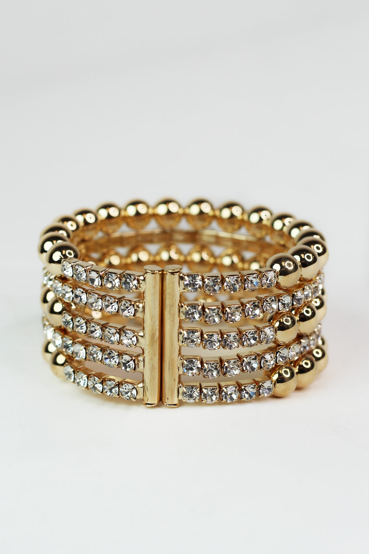 Five Row Bead &amp; Rhinestone Alternate Cuff