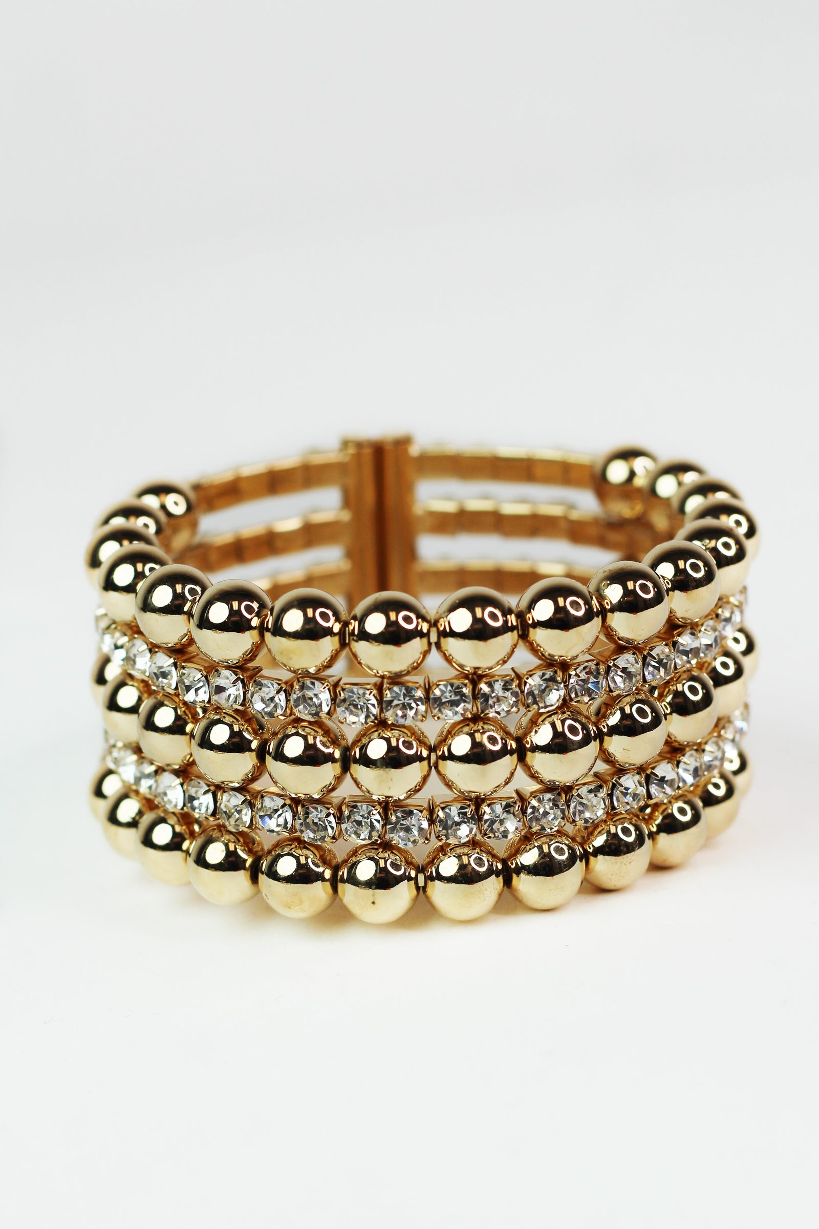 Five Row Bead & Rhinestone Alternate Cuff