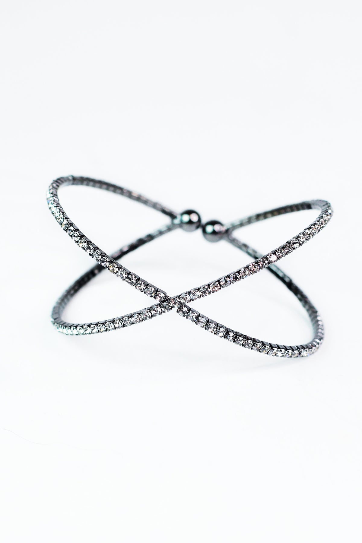 Thin One Row Rhinestone X Cuff