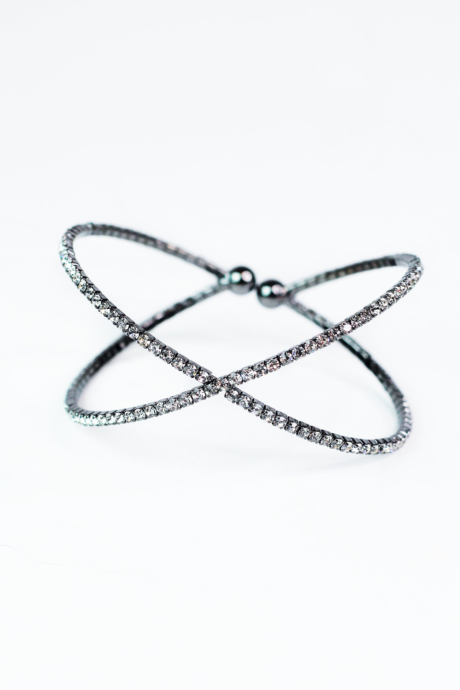 Thin One Row Rhinestone X Cuff