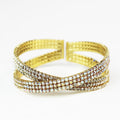 Three Row Rhinestone Row X Cuff
