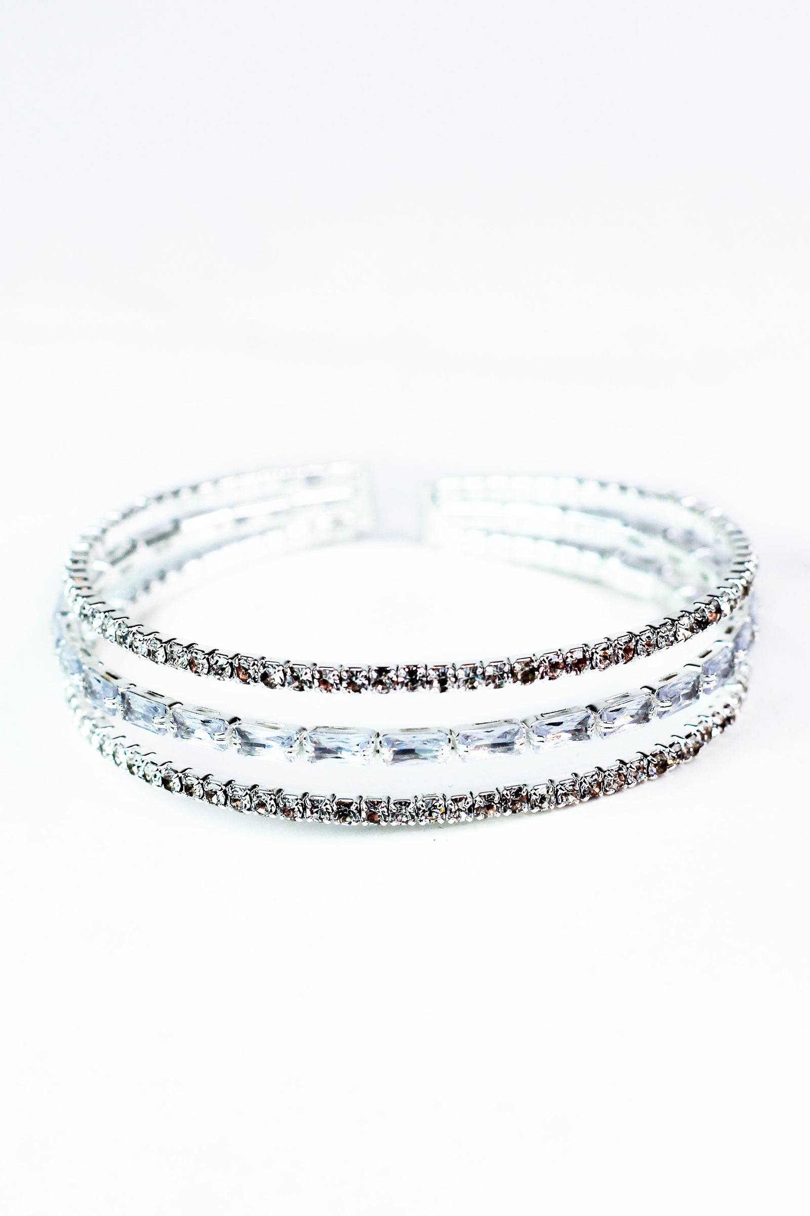 Spaced 3 Row Baguette Row Middle Cuff