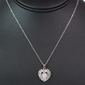 Baguette Trim Pave Middle Heart Necklace
