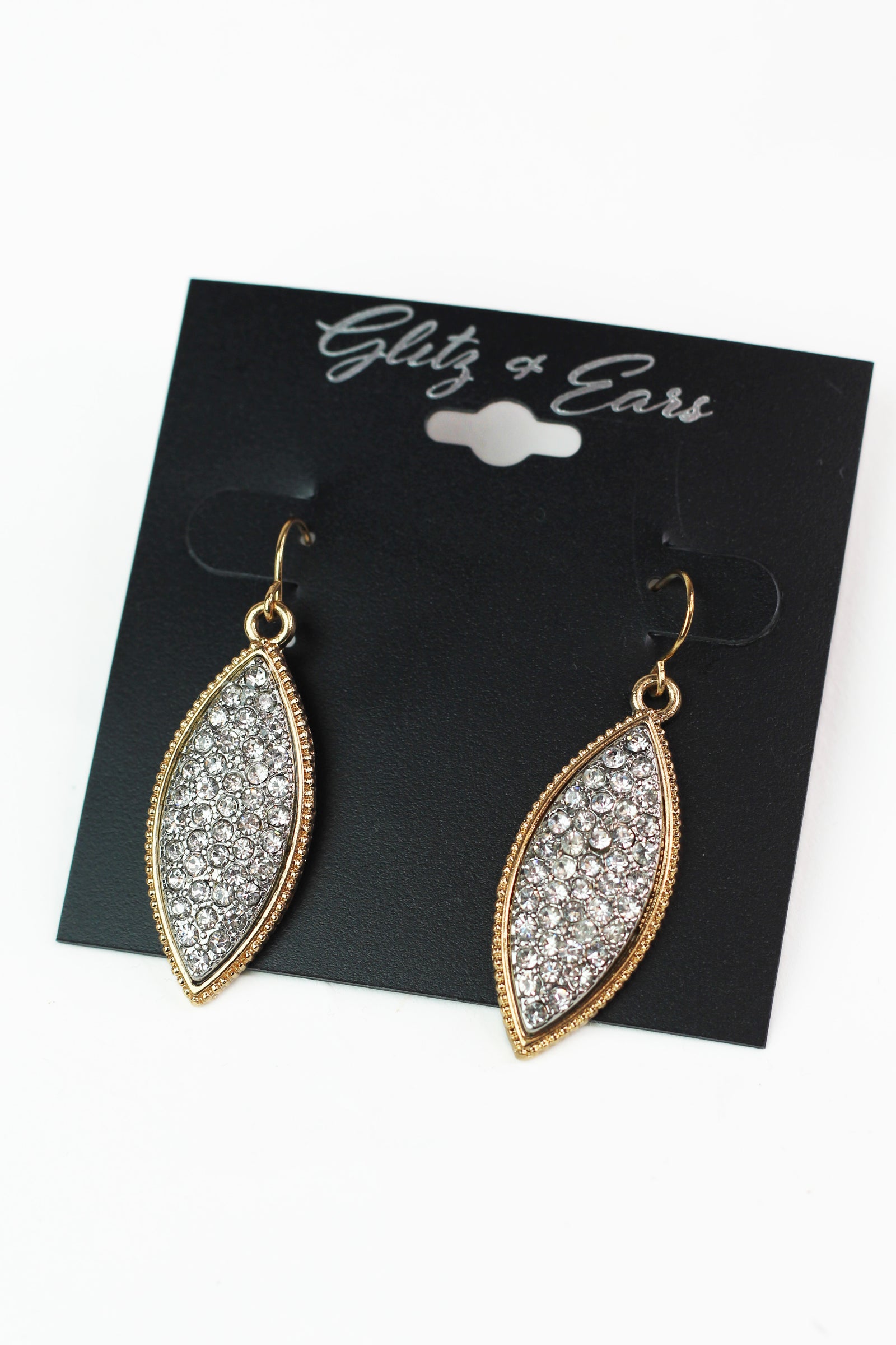 Rhinestone Diamond Shape Metal Trim Earring