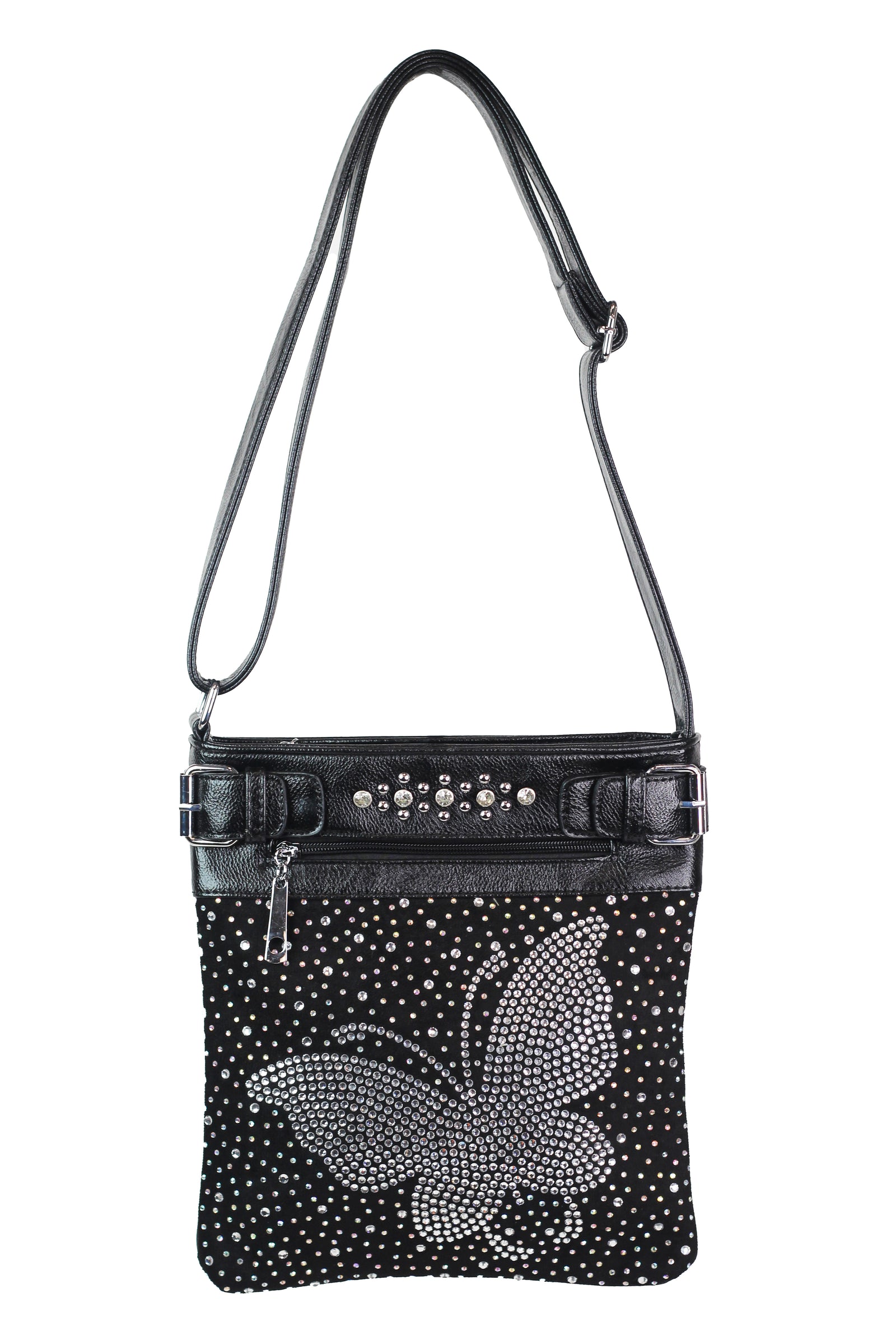 Rhinestone Butterfly & Scattered Stones Messenger Bag