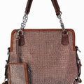 Rhinestone Front Double Handle Purse w/ Matching Wristlet Pouch
