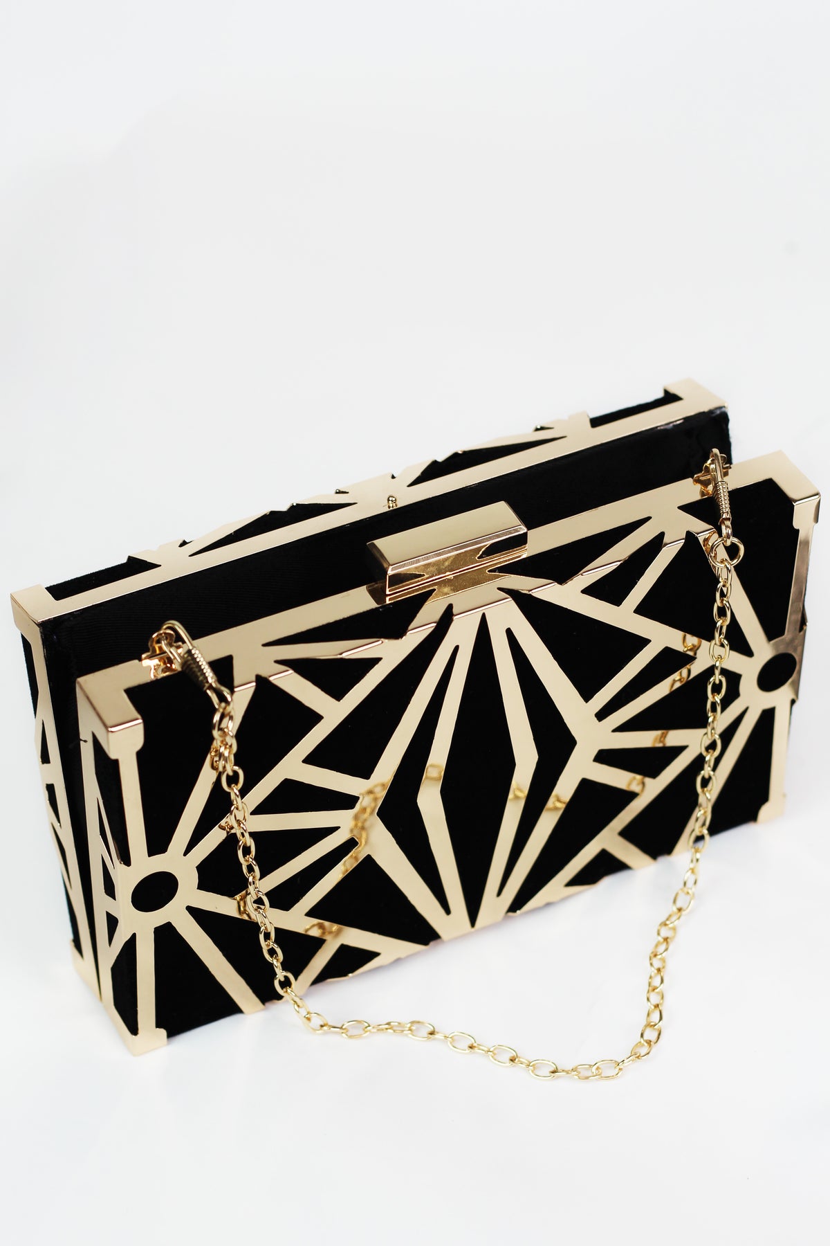 Art Deco Metal & Velvet Clutch