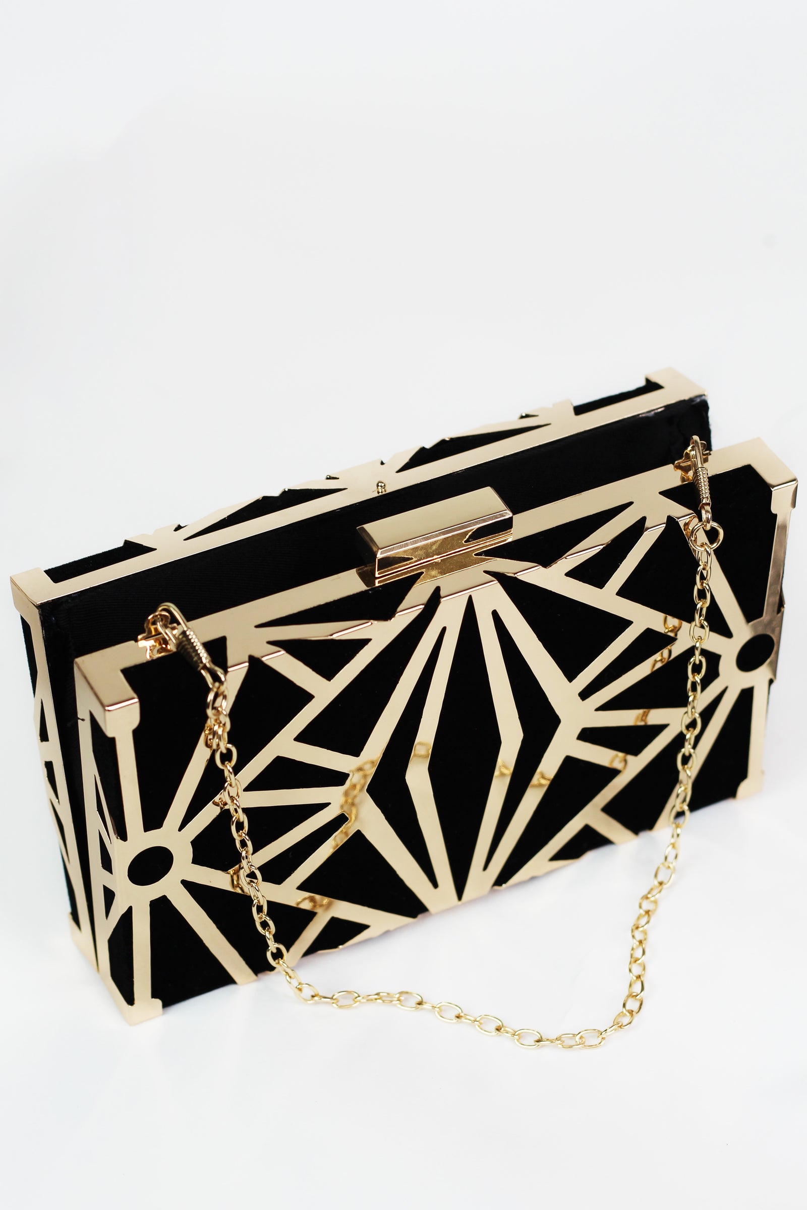 Art Deco Metal & Velvet Clutch