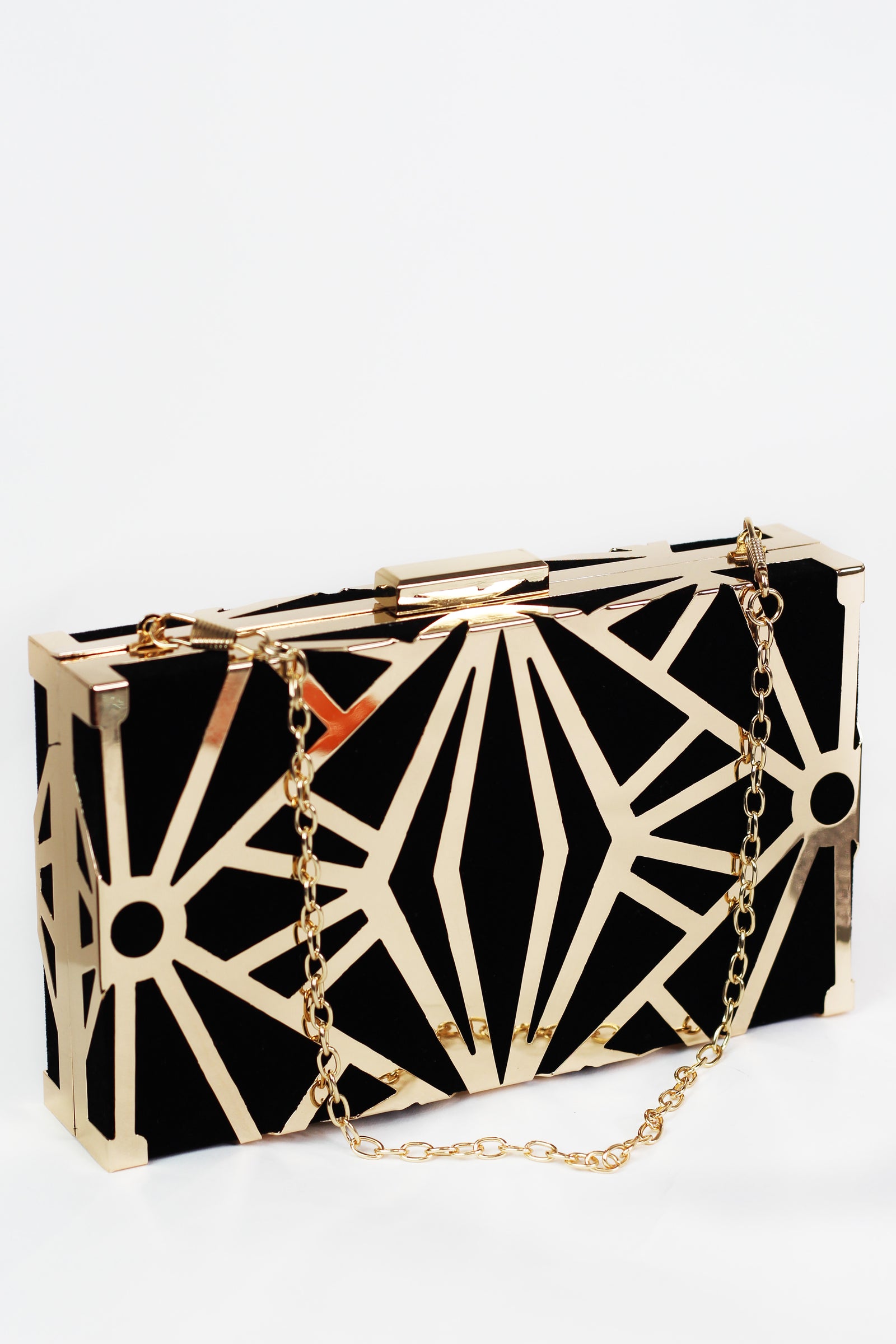Art Deco Metal & Velvet Clutch