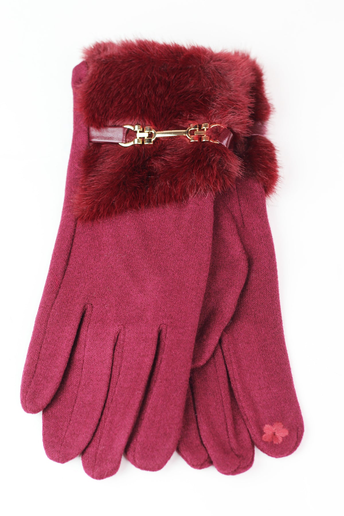 Faux Fur Cuff &amp; Horsebit Gloves