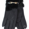 Faux Fur Cuff & Horsebit Gloves