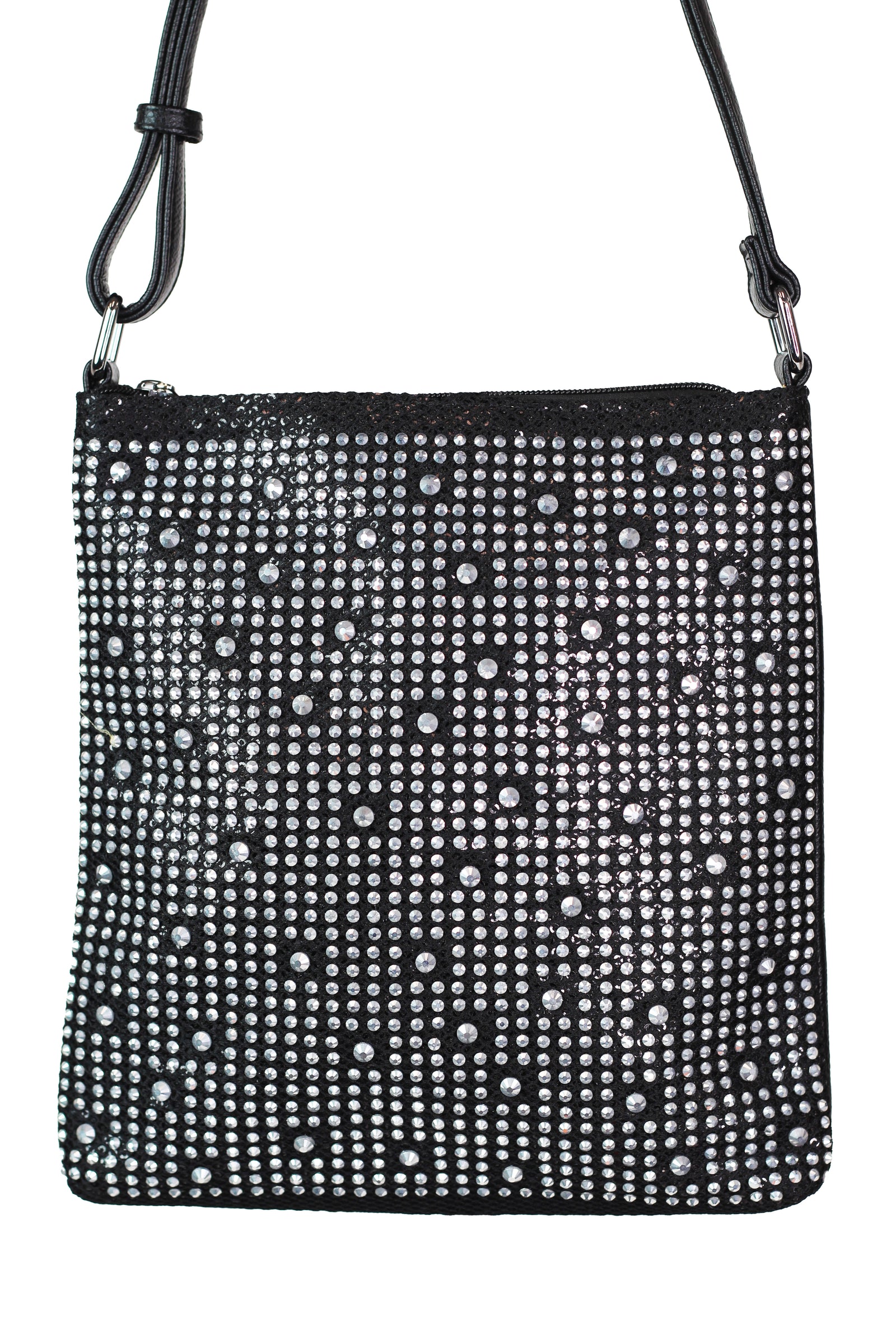 Messenger Bag w/ Sequin Mesh & Rhinestone Front Overlay