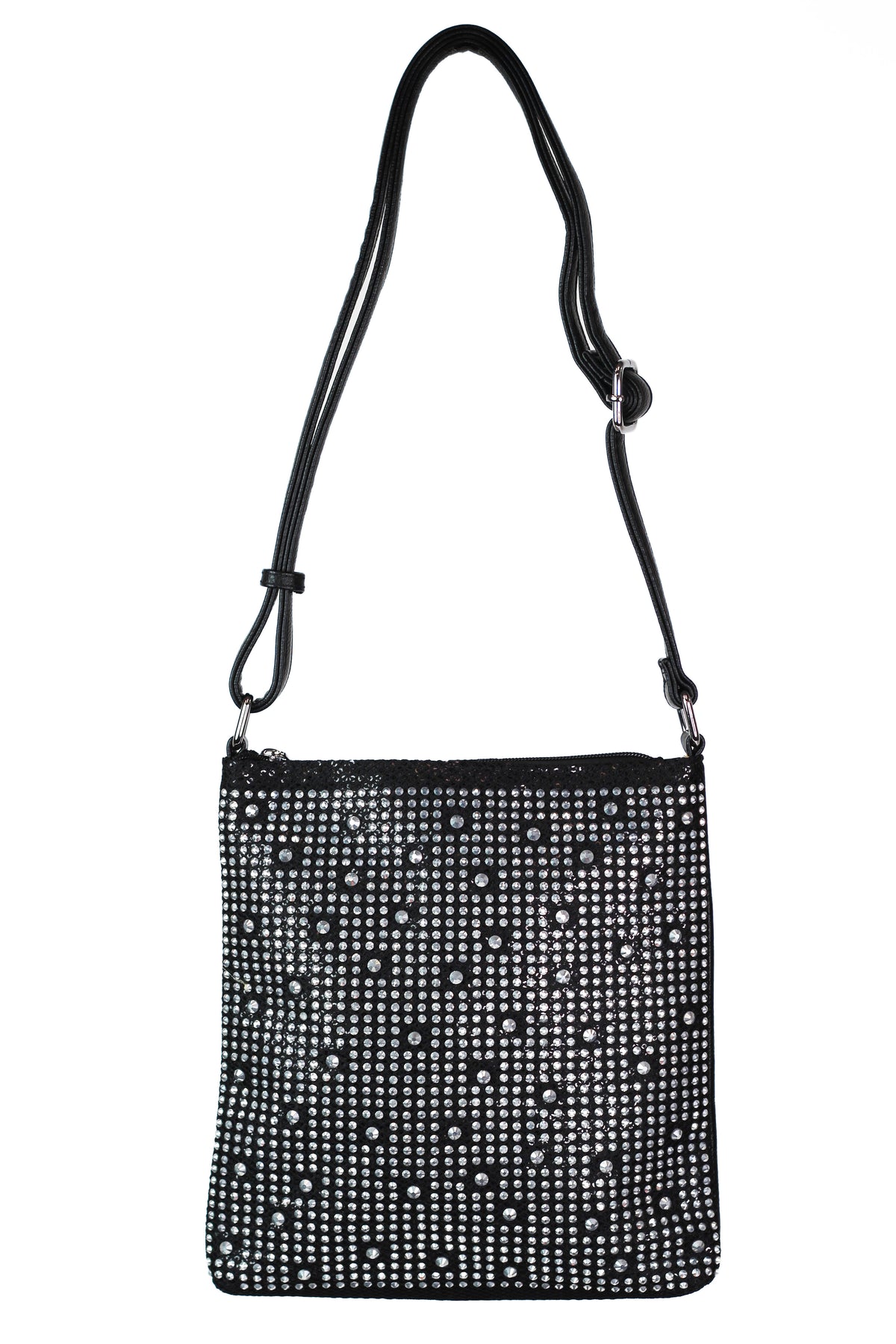 Messenger Bag w/ Sequin Mesh &amp; Rhinestone Front Overlay