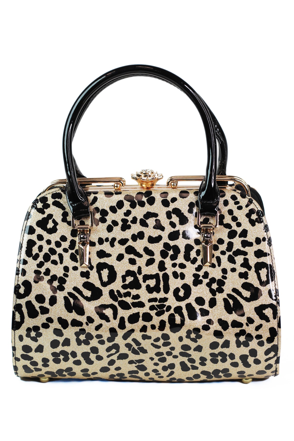 Shimmery Leopard Print Pocketbook w/ Flower Closure