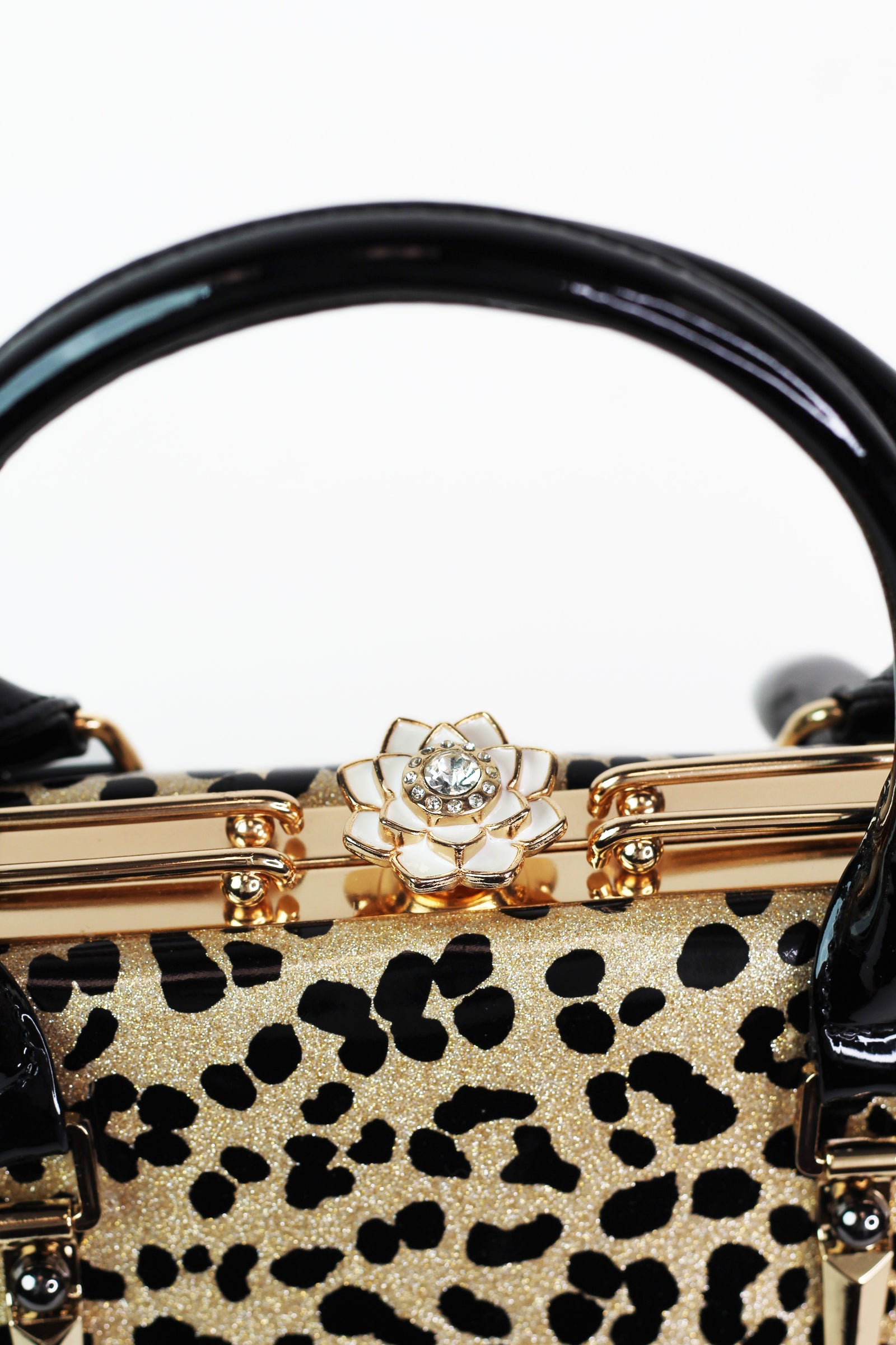 Shimmery Leopard Print Pocketbook w/ Flower Closure