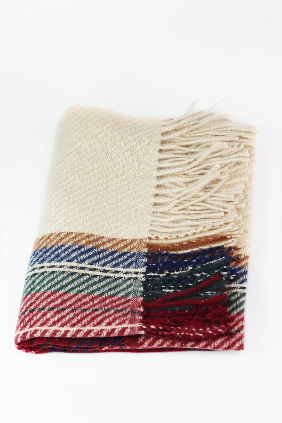 Soft Woven Tartan Plaid Sparkly Scarf