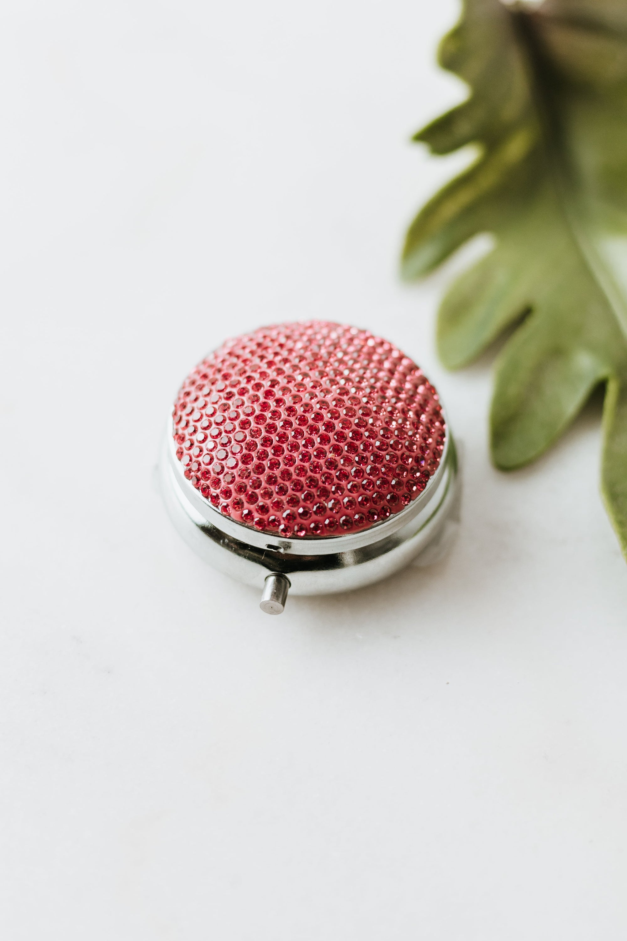 Round Rhinestone Pill Box
