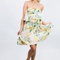 Tropical Print Strapless Flounce Dress(SALE)