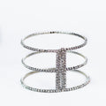 Three Row Separated Rhinestone Cuff Bracelet