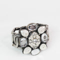 Stretchy Metal Link Rhinestone & Metal Flower Design Bracelet (SALE)